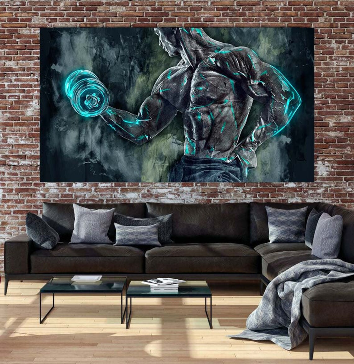 Gym canvas Sports decor Motivation art Muscle gym print Sports Etsy