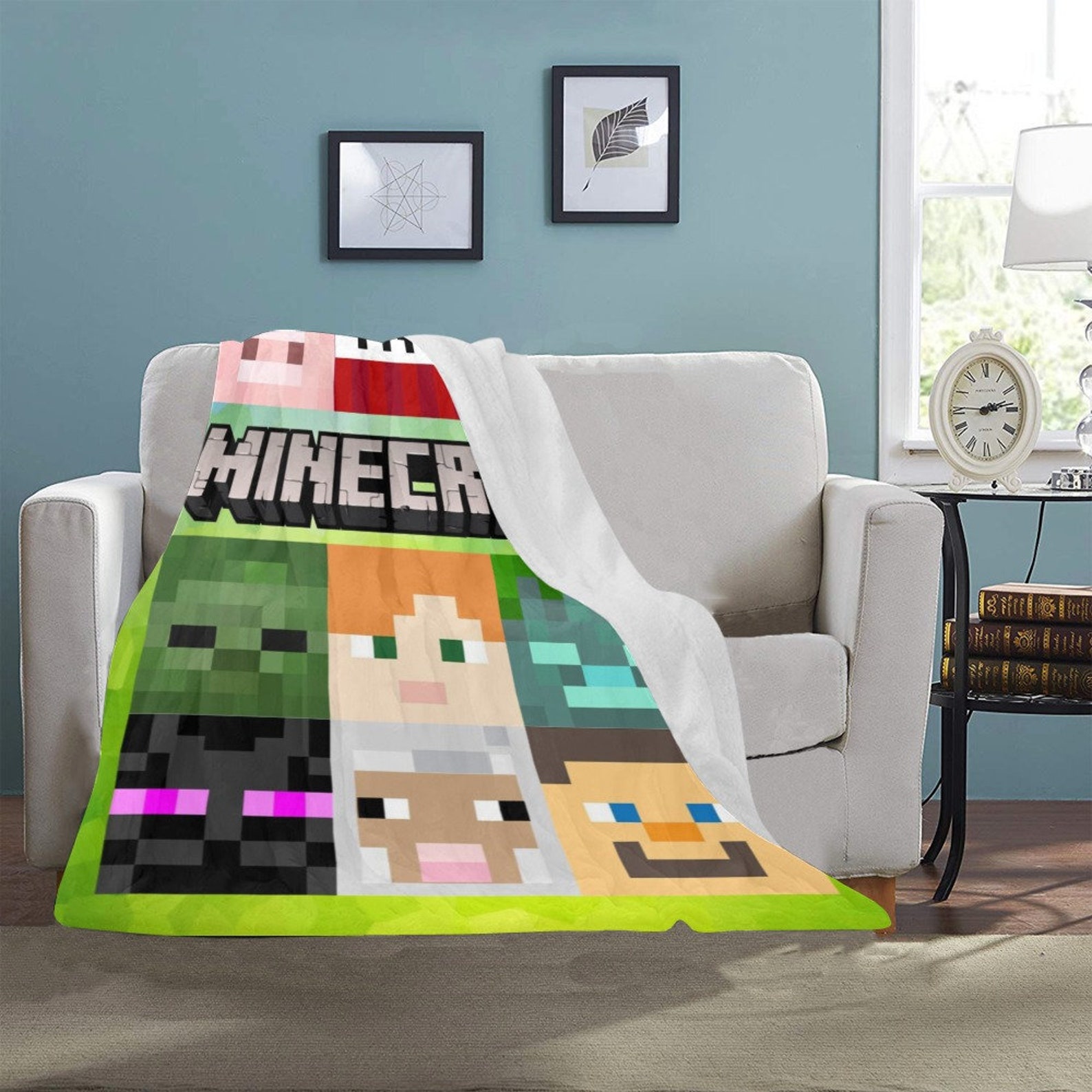 Fleece Blanket Custom Minecraft inspired blanket with name Etsy