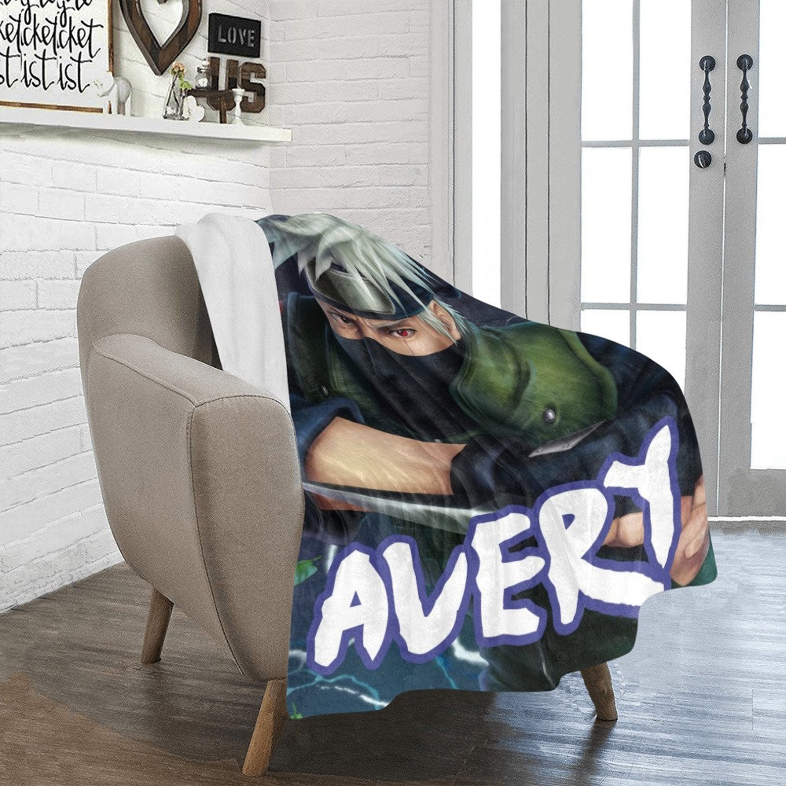 Kakashi Blanket Custom Kakashi blanket with name Customized Etsy