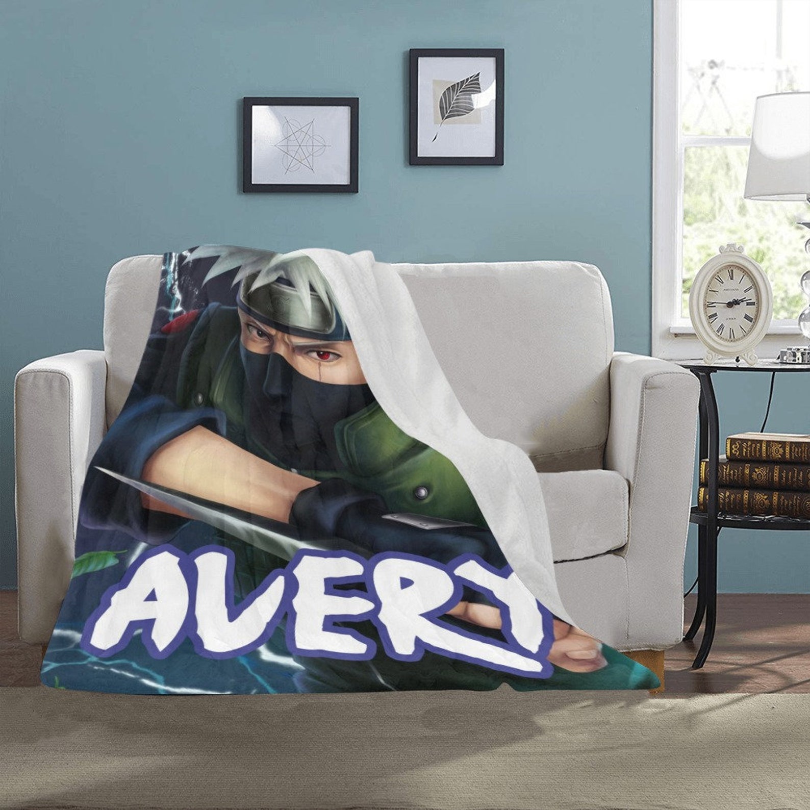 Kakashi Blanket Custom Kakashi blanket with name Customized Etsy