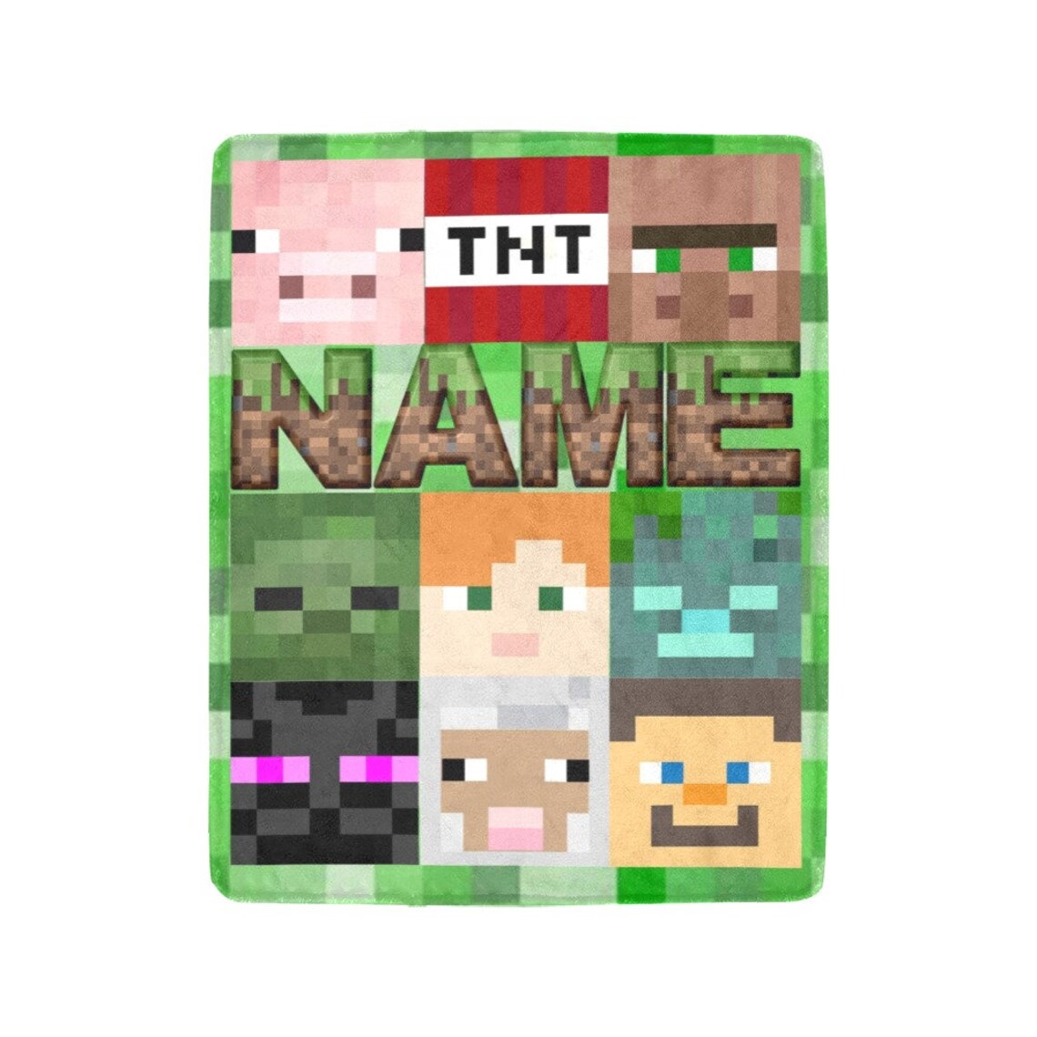 Fleece Blanket Custom Minecraft inspired blanket with name Etsy