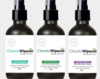 Cannabis Odor Eliminating Spray 4 oz On The Go 3 Pack | Chronic Wipeout for Stoner Gifts, Marijuana Accessories, & Stoner Accessories