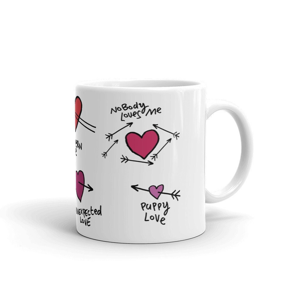 Mug Blanc Coeurs Message d'amour Idée Cadeau Fille