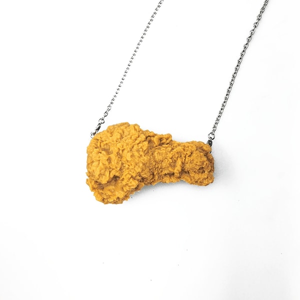 Fried Chicken Necklace - Funny Food Necklace - Quirky Gifts - Weird Jewelry