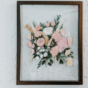 Framed Custom Wedding Bouquet Painting on Glass | Anniversary | Wedding | Christmas | Unique Gift