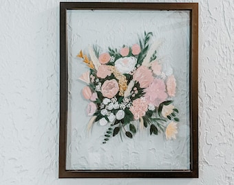 Framed Custom Wedding Bouquet Acrylic Painting on Glass
