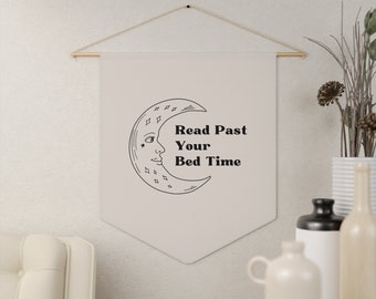 Read Past Your Bedtime Pennant: Neutral Book Lover Wall Decor