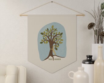 Tree Hugger Hanging Fabric Pennant | Environmentalism Earth Day Wall Decor