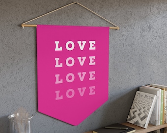 Hot Pink Love Girly Pennant