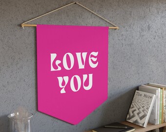 Love You Hot Pink Girly Pennant