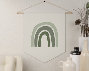 Green Rainbow Fabric Wall Hanging: Gender Neutral Nursery Decor