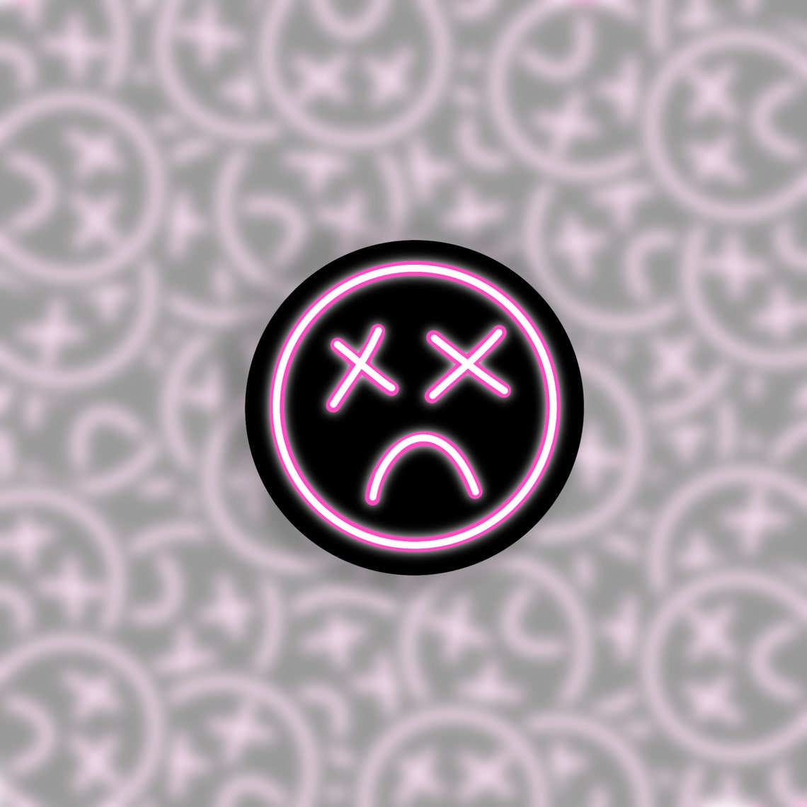 Neon Sad Face Sticker Set of 2 Etsy