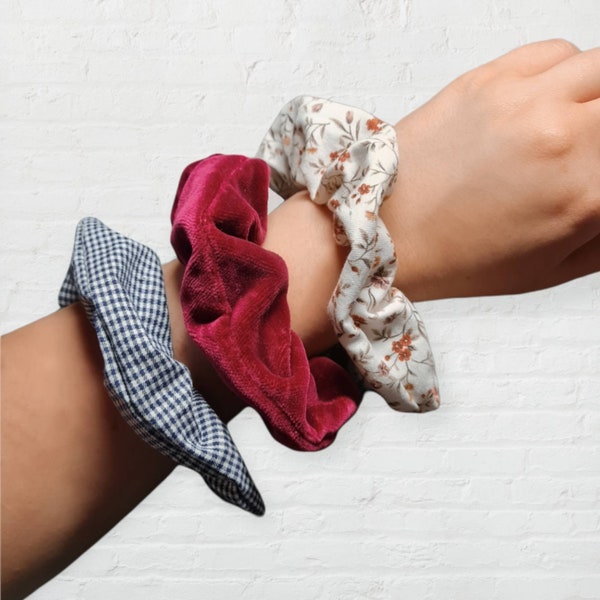 Scrunchies, Samt Haargummi, Karomuster, Scrunchies in S und L,  Handmade