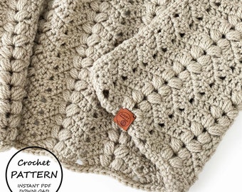 Crochet Blanket Pattern / Harris Throw / PDF Download