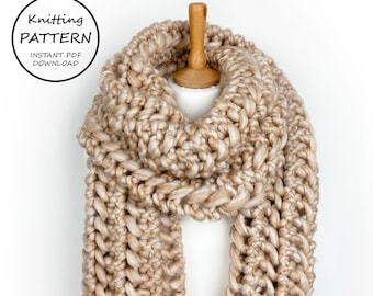 KNIT PATTERN / Joshua Scarf / Easy Knit Pattern / Instant PDF Download