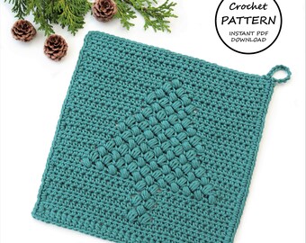 Crochet Washcloth Pattern / Christmas Tree Washcloth / PDF Download