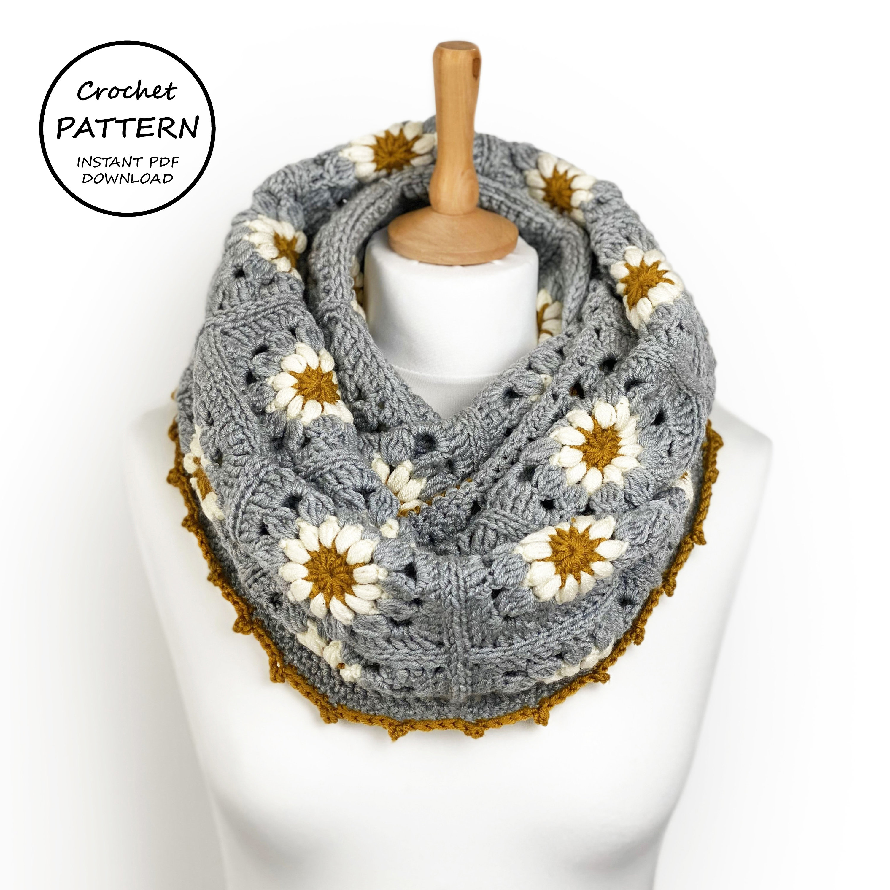 Crochet Scarf Pattern / Daisy Infinity Scarf / PDF Download - Etsy