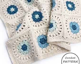 Crochet Blanket Pattern / Blossom Throw / PDF Download