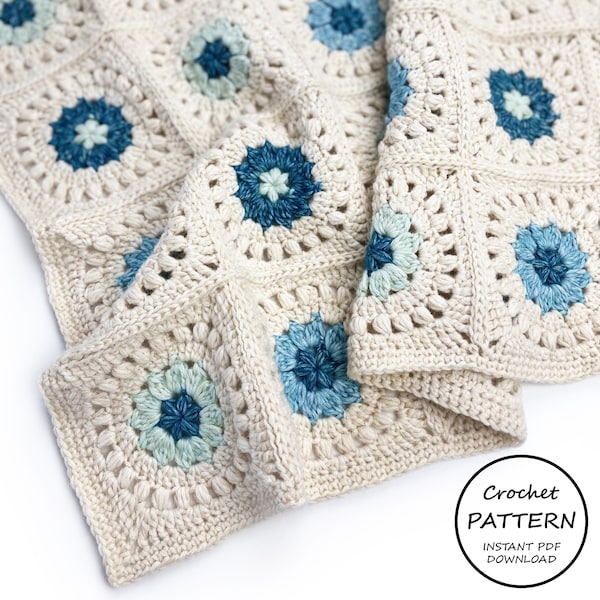 CROCHET PATTERN / Blossom Throw / Instant PDF Download