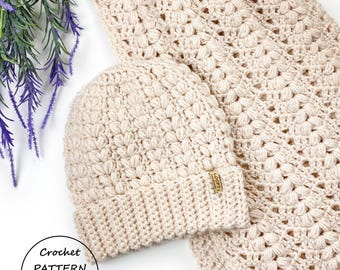 The Emily Scarf & Hat Bundle / 2 crochet patterns / PDF Download
