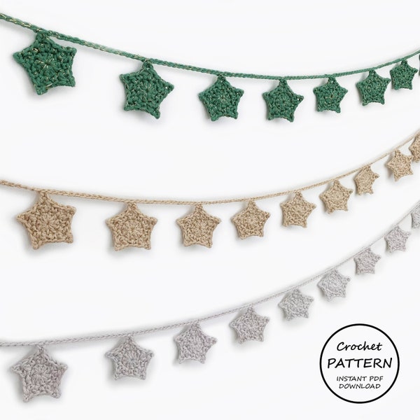 CROCHET PATTERN / Loopy Star Garland / Instant PDF Download