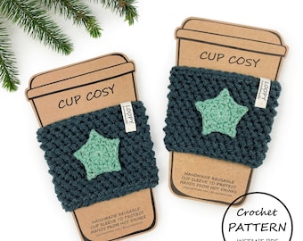 Crochet Cup Cosy Pattern / Star Coffee Cup Cosy / PDF Download