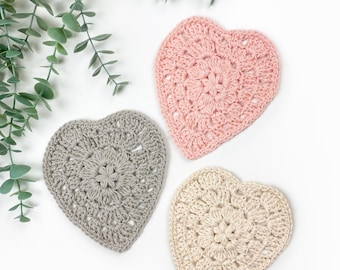 Crochet Coaster Pattern / Love Heart Coaster / PDF Download
