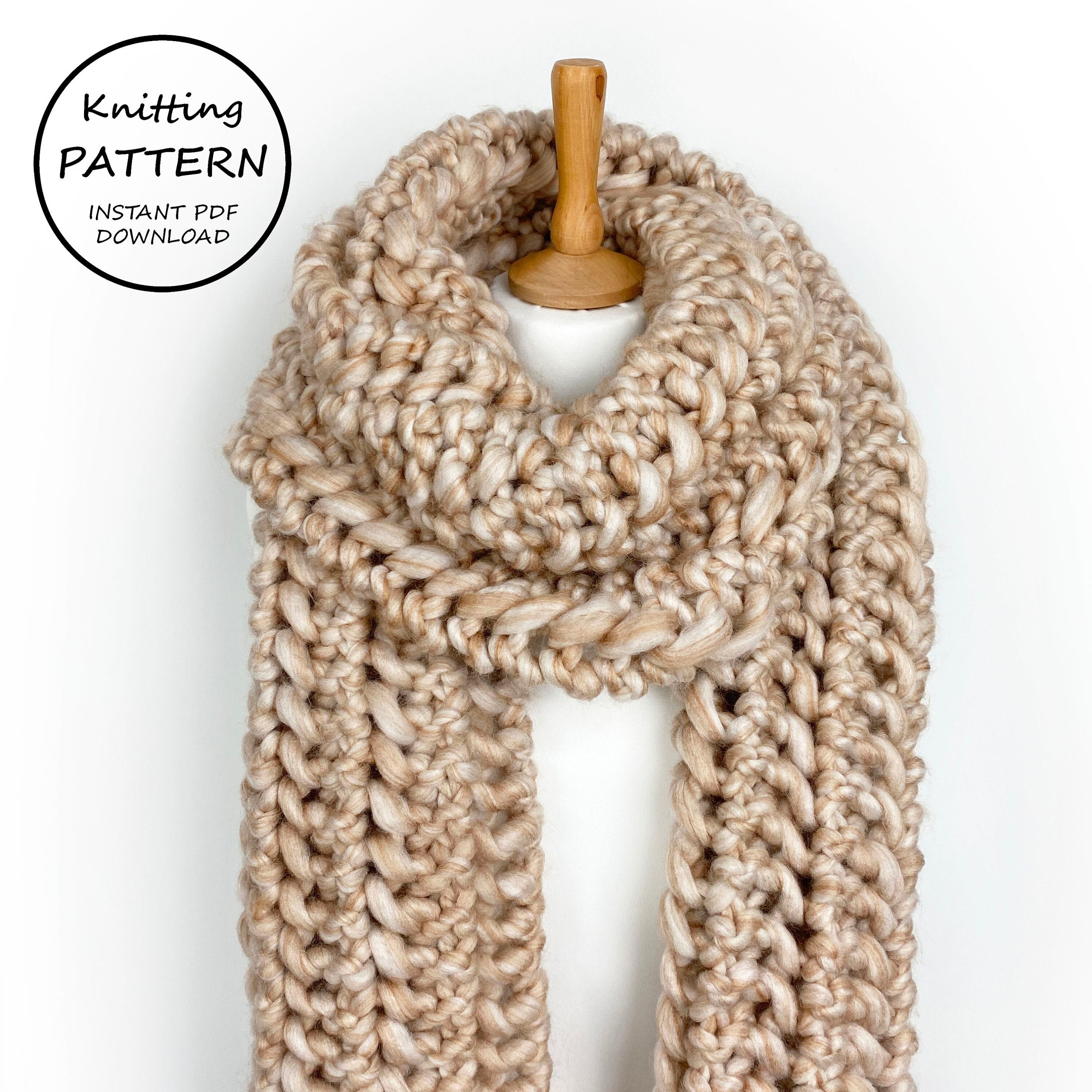 Easy Knit Scarf Pattern / Joshua Scarf / PDF Download - Etsy