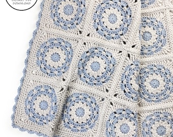 Granny Square Throw Crochet Pattern / Rosie Blanket / PDF Download