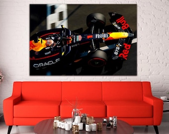Max Verstappen Formula 1 Red Bull Racing Car Canvas Wall Art Gift for Man Cave Decor Extra Large Art