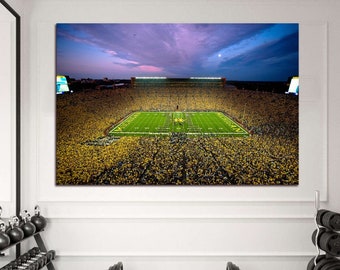 Michigan Stadium canvas wall art Football stadium print Man cave decor Modern home decor Extra large wall art Ready to hang