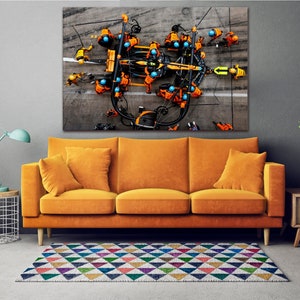 Formula 1 Lando Norris McLaren wall art F1 2023 Pit Stop Racing car print canvas Man cave decor Gift for him Extra large wall art