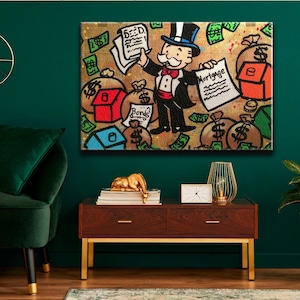 Money canvas Motivation art Graffiti canvas Street art decor Office wall decor Ready to hang Office wall decor Modern Canvas Wall Art