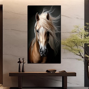 Beige Horse Canvas Wall Art Modern Animal Painting Print Abstract Home Living Wall Decor Extra Large Housewarming Gifts