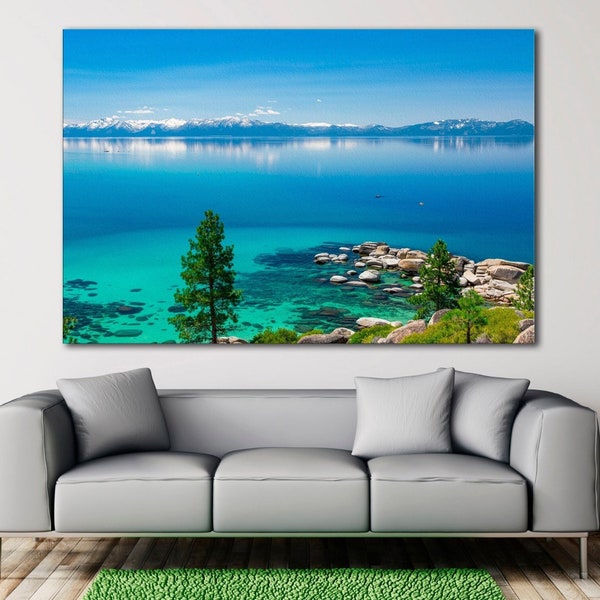 Lake Tahoe print Lake tahoe wall art Lake house decor Southern california California coast art Bedroom wall decor Trendy blue wall art