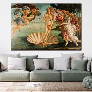 The Birth of Venus Reproduction Canvas Print Sandro Botticelli Classic Painting Fine art Multi panel canvas wall art Livingroom home decor