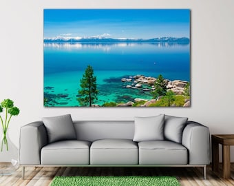 Lake Tahoe print Lake tahoe wall art Lake house decor Southern california California coast art Bedroom wall decor Trendy blue wall art