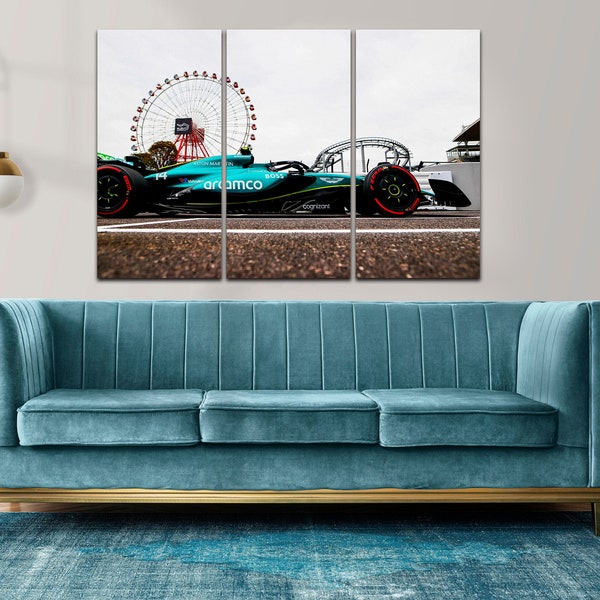 Aston Martin F1 Suzuka 2024 canvas wall art Racing Car print Man cave wall decor Extra large wall art Ready to hang