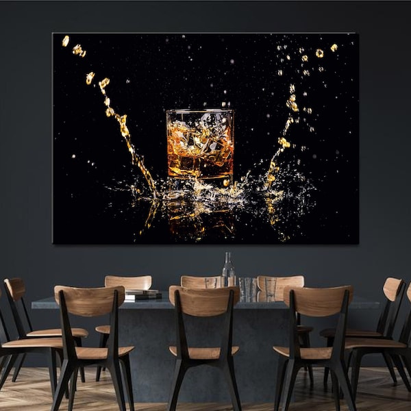 Whiskey Canvas Art: Modern Bar & Man Cave Wall Decor