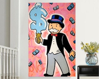 Rich Uncle canvas Money canvas Abstract canvas art Rich man Modern wall art Ready to hang Motivation wall art Illustration poster