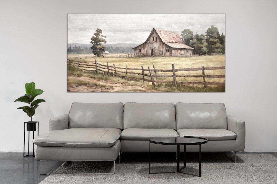 Old Barn Wall Art - Rustic Landscape Canvas Print - Vintage Farmhouse ...