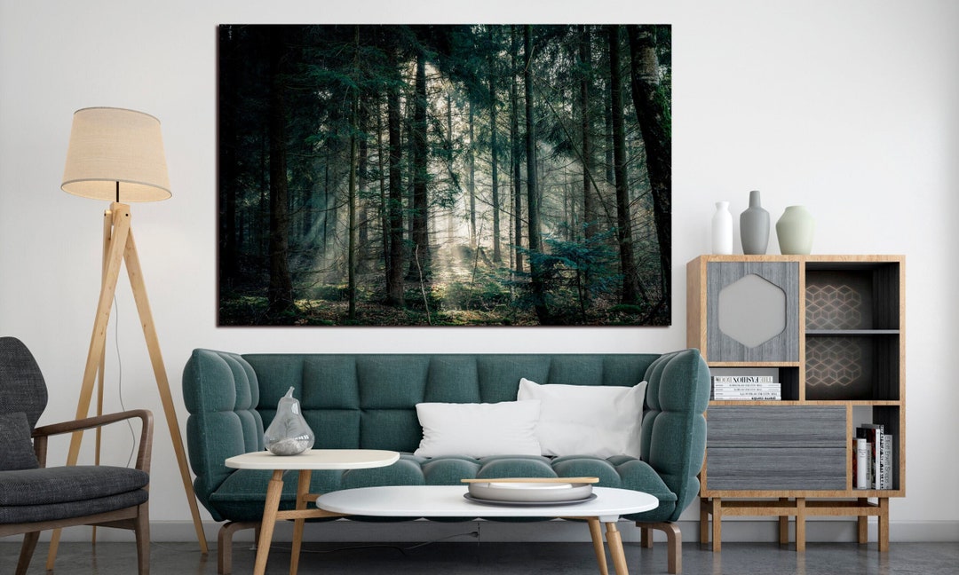 Misty Forest Canvas Forest Landscape Print Nature Wall Art Canvas Trees