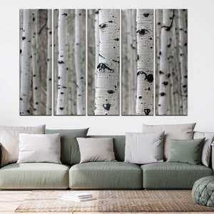 Black and White Birch trees wall art Birches grove canvas Nature print Modern home decor Living room wall art Ready to hang