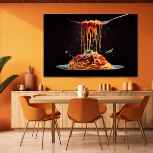 Pasta Italian Food Canvas Wall Art Spaghetti Print Kitchen Restaurant Bar Wall Decor Extra Large Art Gifts