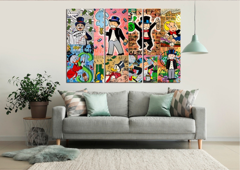 Monopoly Man Graffiti Canvas Art, Pop Art Office Wall Decor - Etsy