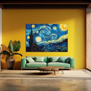 Starry Night Van Gogh Canvas Wall Art Reproduction Painting Print Trendy Abstract Wall Decor Abstract Extra Large Housewarming Gifts