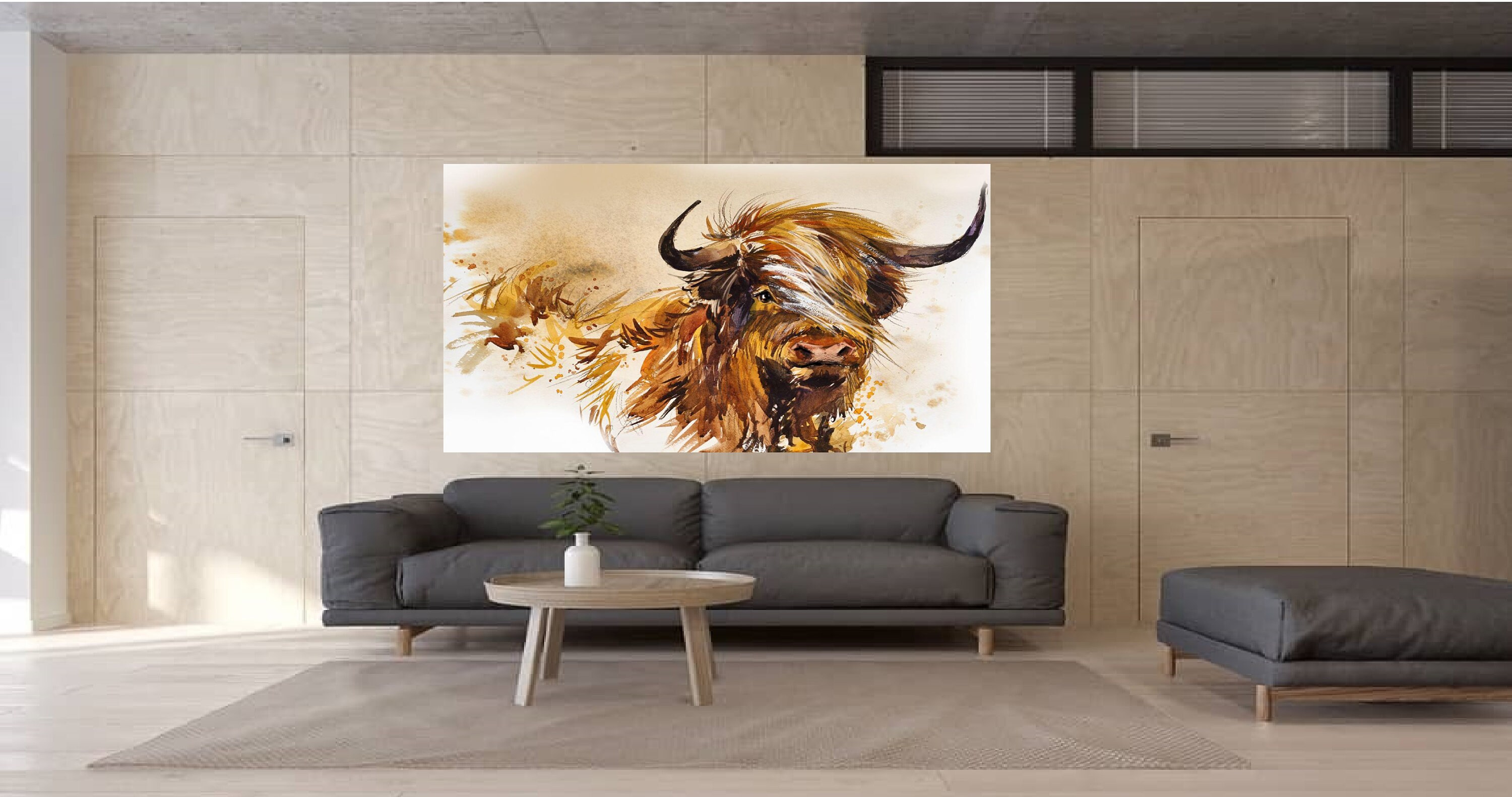 Bull cattle canvas wall art print decor brown bull animal Etsy