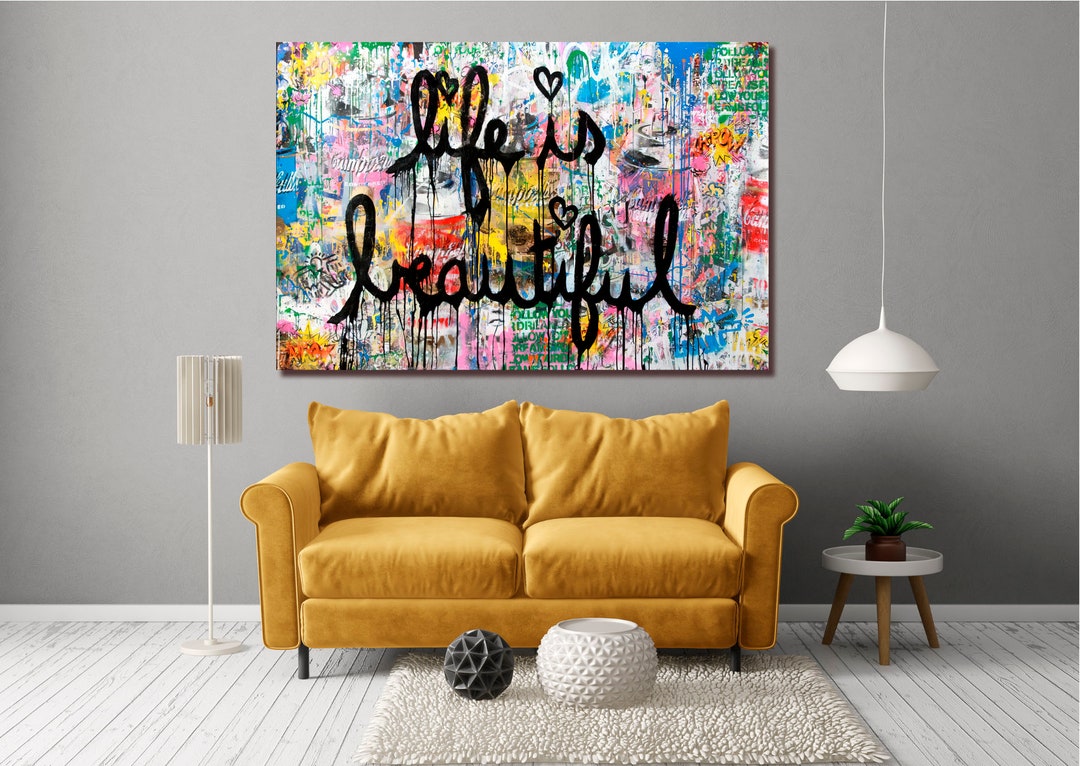 Life is Beautiful Wall Art Abstract Wall Art Contemporary Art on Canvas