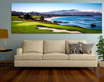 Pebble Beach Golf Canvas Print, Coastal Landscape Wall Decor