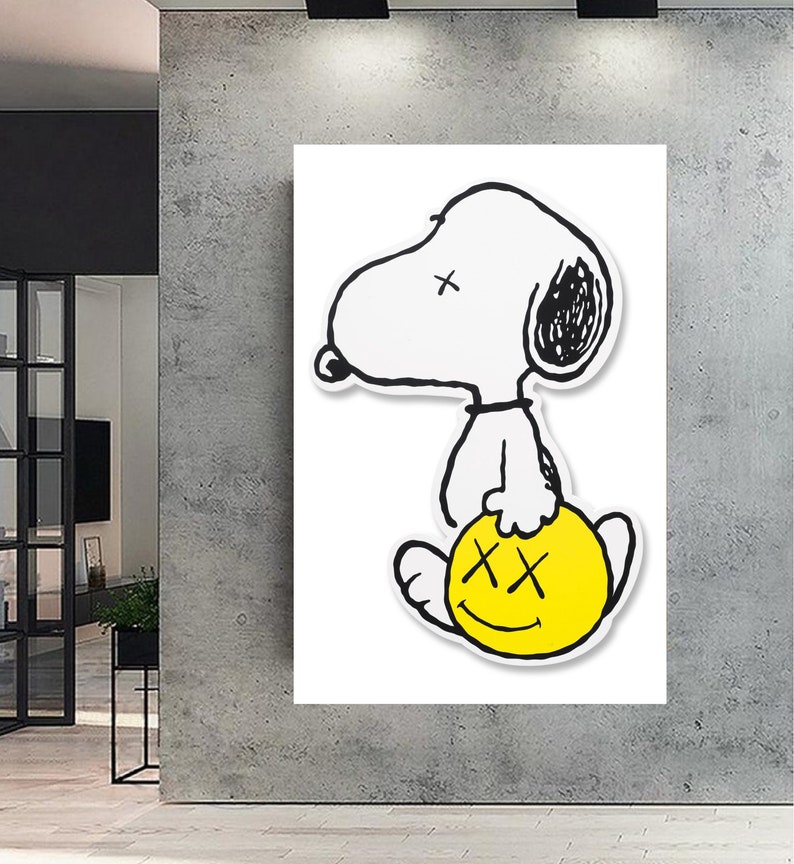 Snoopy Wall Art KAWS Snoopy Canvas Cartoon Heroes Snoopy Etsy